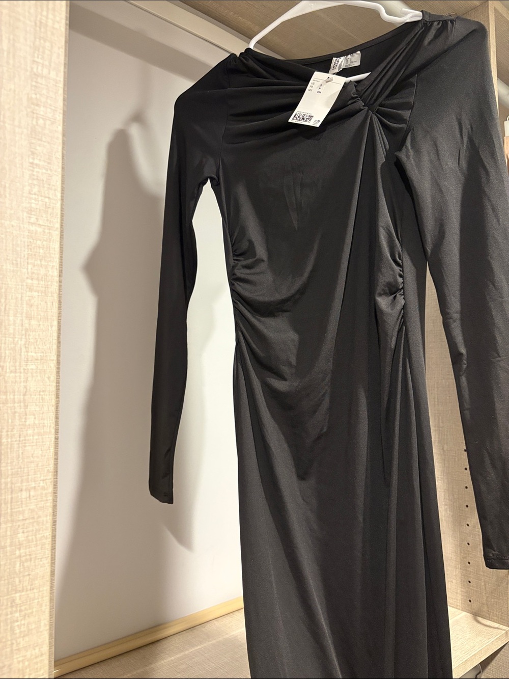 H&M Black Long-Sleeve Twist-Detail Maxi Dress